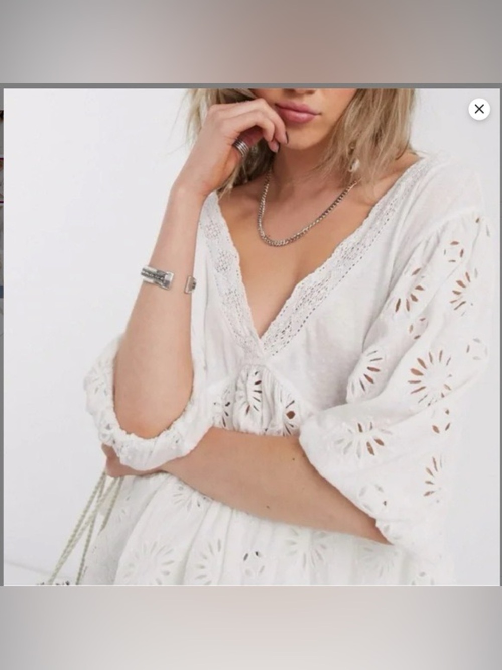 Free People Sweeter Side Eyelet Embroidered Top in White Sz Small
